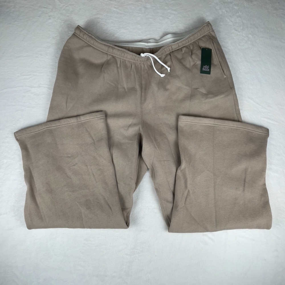 Wild Fable Sweatpants‎ Womens 2X Beige High Rise Regular Fit Drawstring Waist